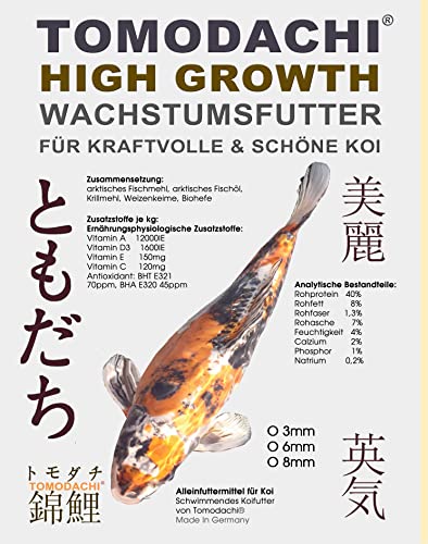 Koifutter Grower Energiefutter Koi Wachstumsfutter Jungkoi Schwimmfutter Tosai Koifutter arktische Rohstoffe hohe Futterverwertung tolles Wachstum geringe Wasserbelastung HighGrowth 3mm 5kg von Tomodachi