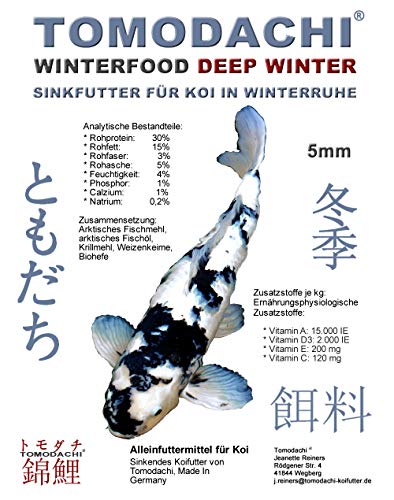 Koifutter Sinkfutter Koi Winterfutter sinkende Koi Pellets kräfteschonend Energiefutter für Koi mit arktischem Fischmehl Fischöl gut verdaulich bei Kälte Koisinkfutter 5mm 15kg von Tomodachi