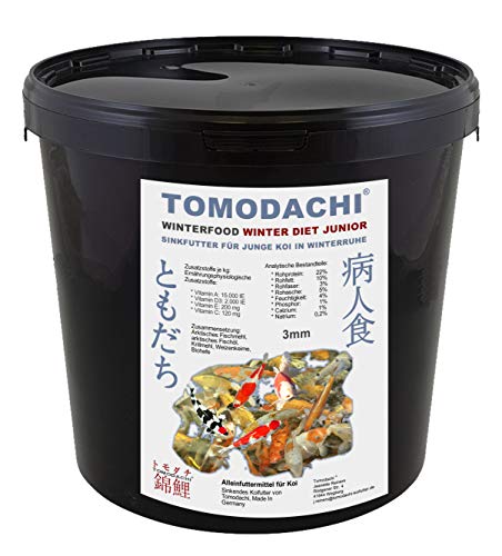 Winterfutter Koi Sinkfutter kleine Pellets Koifutter für Jungkoi im Winter arktische Rohstoffe gut verdaulich bei Kälte Energiefutter Koi gegen Energiemangel bei Koi 3mm 3kg Eimer von Tomodachi