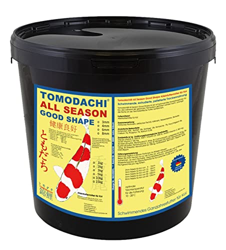 Koifutter Schwimmfutter für große Koi und Jumbo Koi leicht verdauliches Koi-Fischfutter arktische Rohstoffe Tomodachi All Season 8mm 5kg Eimer von Tomodachi