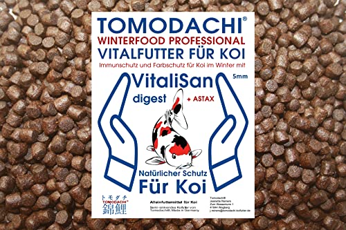 Koifutter Winterfutter Sinkfutter für Koi Gesundheitsfutter mit farbverstärkendem Astax und VitaliSan antibakterielles Energiefutter für Koi im Winter 5mm 2kg von Tomodachi