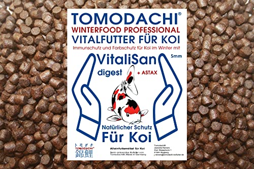 Koifutter Winterfutter Sinkfutter für Koi farbverstärkend mit VitaliSan antibakterielles Gesundheitsfutter für Koi im Winter Tomodachi 5mm 10kg von Tomodachi