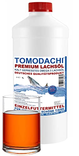 Lachsöl für Haustiere kaltgepresst Lachs Fischöl Kaninchen deutsche Qualität natürliche Immunkraft gut für Haut und Fell Omega3 Öl Hamster Ratte Maus 1L von Tomodachi