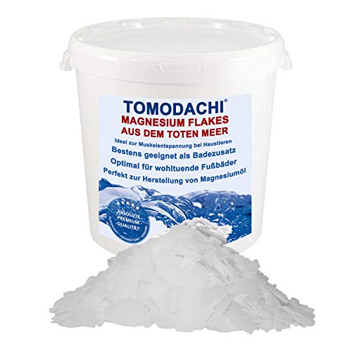 Magnesium Flakes aus dem Toten Meer, Magnesiumkristalle, Magnesiumchlorid, 100% Naturprodukt - für Magnesiumöl, Magnesium Spray, Magnesium Fußbad, Magnesiumbad, Magnesium Badesalz 1kg von Tomodachi