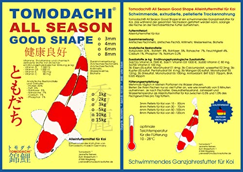 Schwimmfutter Koifutter Wachstumsfutter für Koi leicht verdaulich arktische Rohstoffe Tomodachi All Season 6mm 2kg von Tomodachi