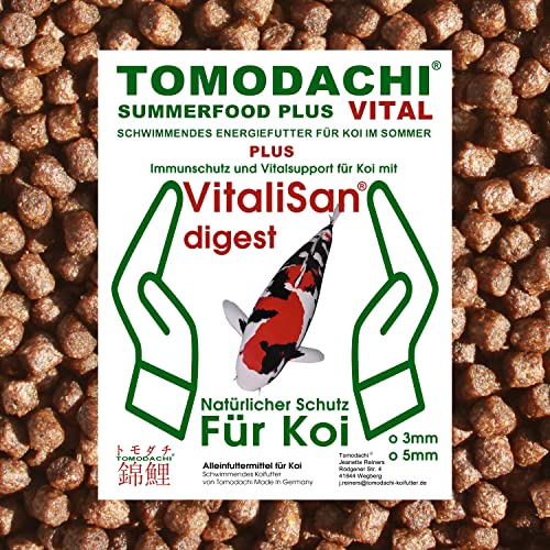 Sommerfutter, Koifutter mit Spirulina, Astax, Monoglyceriden, Schwimmfutter Koigesundheit, Immunschutz, Farbschutz, tolles Wachstum, Vitalität, brilliante Farben, Koifutter in Premium Qualität 3mm 1kg von Tomodachi