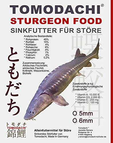 Störfutter, Sinkfutter, Energiefutter Stör, Kraftfutter, sinkendes Aufzuchtfutter für Störe, perfekt für jede Jahreszeit, hochverdaulich, arktische Rohstoffe, Tomodachi Premium Störsinkfutter 6mm 15kg von Tomodachi