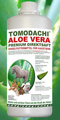 Tomodachi Aloe Vera für Pferde, Futterzusatz, Nahrungsergänzung Pferd, reines Naturprodukt ohne Chemie, Aloe Vera Premium Direktsaft aus dem Innengel frischer Aloe-Vera Pflanzen 500ml von Tomodachi