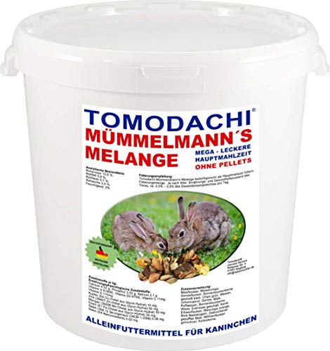 Tomodachi Kaninchenfutter ohne Pellets Hasen Hauptmahlzeit Kaninchen Futter Müsli viel Gemüse Möhrenflocken Erbsenflocken Getreide Nüsse Kerne Kräuter 2kg von Tomodachi