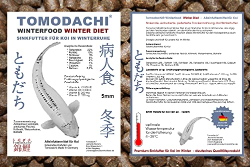 Koifutter Winterfutter Koi Sinkfutter kräfteschonend energiereich arktische Rohstoffe hochverdaulich bei Kälte Tomodachi Koisinkfutter 5mm 5kg von Tomodachi