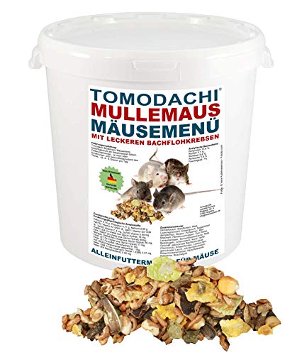Tomodachi Mäusefutter mit tierischem Eiweiß, Mäusenahrung, Naturprodukt, Hauptmahlzeit für die Maus mit leckeren Bachflohkrebsen, artgerechte Komplettnahrung für Mäuse Mäusefutter 10 Liter Eimer von Tomodachi