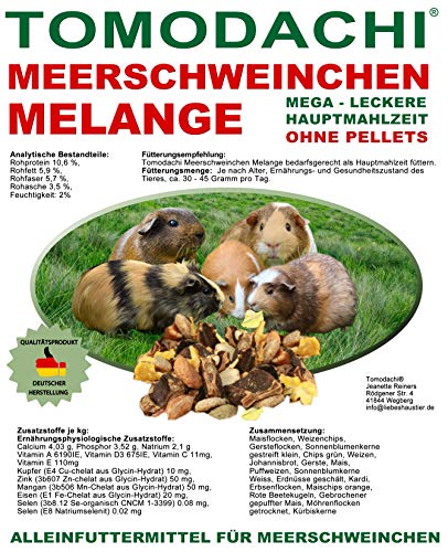 Tomodachi Meerschweinchenfutter pelletfrei Hauptmahlzeit Gemüsemix Alleinfutter Müsli Meerschwein Möhrenflocken Erbsenflocken Getreide Nüsse Kräuter 15kg von Tomodachi