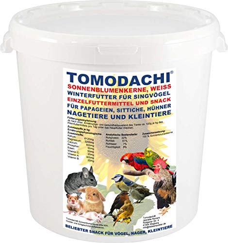 Tomodachi Nagerleckerei Sonnenblumenkerne Nagerfutter, Nagersnack, Kaninchen, Naturprodukt, Futterergänzung, gut für Verdauung, Stoffwechsel, ungesättigte Fettsäuren Sonnenblumensaaten 2kg Eimer von Tomodachi