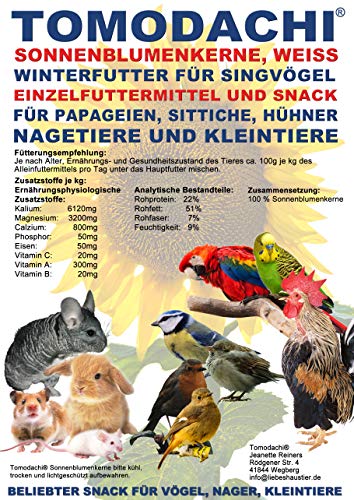 Tomodachi Nagersnack Sonnenblumenkerne Nagerfutter, Leckerei, Kaninchensnack, Naturprodukt für Meerschweinchen, Hamster, Ratte, Maus, Chinchilla, Kaninchen, weiße Sonnenblumensaat 10kg Sack von Tomodachi