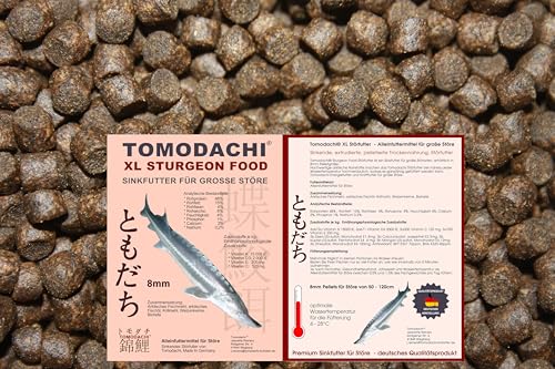 Tomodachi Störfutter groß 8mm, Premium Energiefutter Stör, perfekt für die ganzjährige Störfütterung, Störsinkfutter hochverdaulich Dank arktischer Rohstoffe, geringe Wasserbelastung, Störfutter 5kg von Tomodachi
