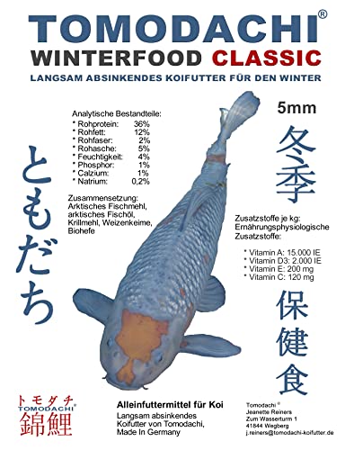 Winterfutter Koi Sinkfutter Koifutter für den Winter gut verdaulich arktische Rohstoffe Energiefutter für Koi gegen Energiemangel bei Fischen im Frühjahr 5mm 5kg von Tomodachi