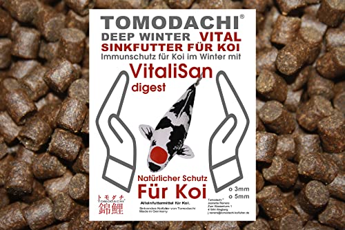 Koifutter Winterfutter Sinkfutter für Koi Gesundheitsfutter für Koi und Teichfische antibakteriell mit Monoglyceriden Energiefutter für Koi im Winter arktische Rohstoffe 5mm 2kg von Tomodachi