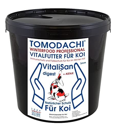 Winterfutter Koi Sinkfutter Gesundheits Koifutter mit Astax Farbschutz und Monoglyceriden Futterverwertung Immunsystem hochverdaulich arktische Rohstoffe 5mm 3kg Eimer von Tomodachi