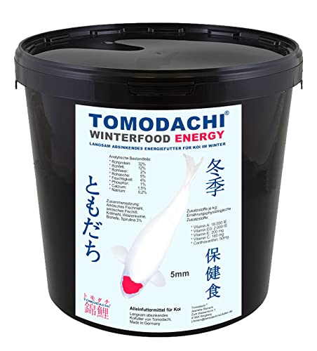 Winterfutter Koi Sinkfutter farbverstärkendes Koifutter für den Winter Energiefutter Koi arktische Rohstoffe gut verdaulich bei Kälte 5mm 3kg Eimer von Tomodachi