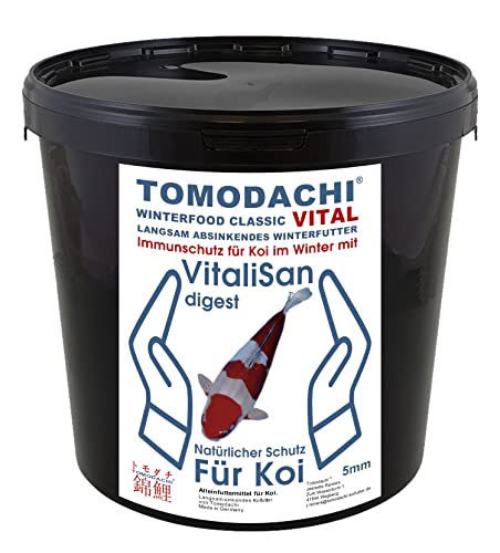 Winterfutter Koifutter Sinkfutter Koigesundheit VitaliSan Monoglyceride antibakteriell Immunsystem Koi hochverdaulich arktische Rohstoffe 5mm 5kg Eimer von Tomodachi