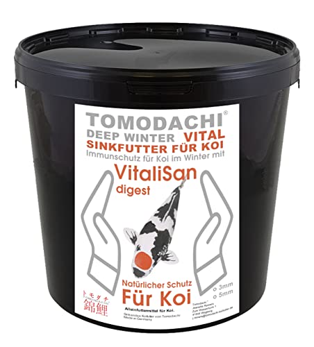 Winterfutter Koi Sinkfutter Gesundheitsfutter für Koi und Teichfische Koifutter antibakteriell mit Monoglyceriden Energiefutter für Koi im Winter arktische Rohstoffe 5mm 5kg Eimer von Tomodachi