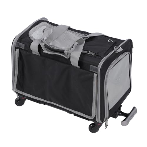 Haustierträger mit Rädern für Katze und Kleiner Hund atmungsaktiv 4 -Mesh -Fenster tragbares faltbares Haustier Tasche Rolling Cat Carrier für Außenreisen von Tomotato