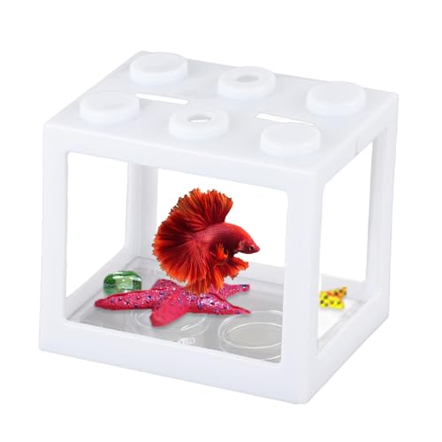 Mini Desktop Aquarium, Kunststoff Miniatur Betta Fisch Tank Tragbare Stapelbare Tropische Aquarium Box für Hause Büro Teetisch Dekor Mini Desktop Aquarium, Kunststoff Miniatur Betta Fisch Tank Tragbare Stapelbare Tropische Aquarium Box für Hause Büro Teetisch Dekor von Tomotato