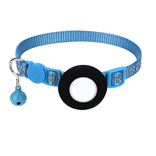 Reflektierender Katzenkragen mit Bell Nylon Sicherheitsschnuckle GPS PET -Verfolgungspositionierungskragen für Lufttag Halter Katzen kleine Tiere (Blau) von Tomotato