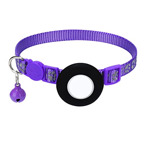 Reflektierender Katzenkragen mit Bell Nylon Sicherheitsschnuckle GPS PET -Verfolgungspositionierungskragen für Lufttag Halter Katzen kleine Tiere (Lila) von Tomotato