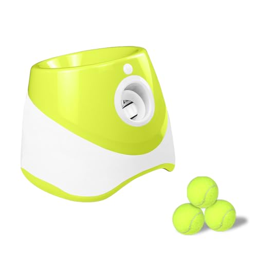Tomotato Automatischer Hundeballwerfer mit 3 Bällen interaktive Tennisbällchenwerfer für Hunde Haustierball -Wurfmaschine für Innenräume im Freien im Freien Spielen (Fluoreszierendes Grün) von Tomotato
