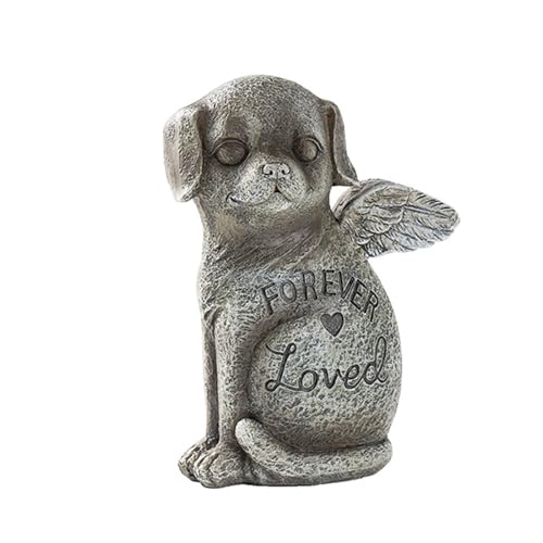 Tomotato Cat Dog Memorial Statue für Immer geliebte Figur mit Flügeln Garten Grab Marker für Verlust von Pet Sympathy handgefertigtes Haustier Gedenkstein (Hund) von Tomotato