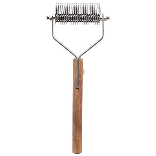 Tomotato Haustier Demating Comb Underthoand Pflege Rake Knots Entfernung Doppelreihe Holzgriff Hunde Haarschuppenpinsel für Katzenpulpen Pflege von Tomotato