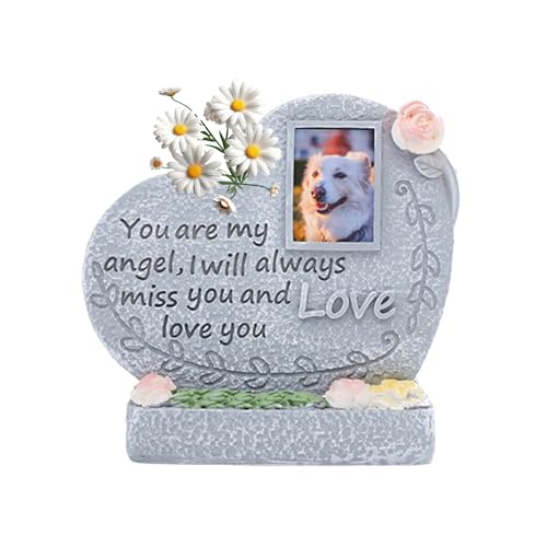 Tomotato Pet Memorial Stones Harzsteine ​​für Gräbermarkierungen Grabstein für Ihr Zuhause oder Ihren Outdoor -Garten (Engel Herz) von Tomotato