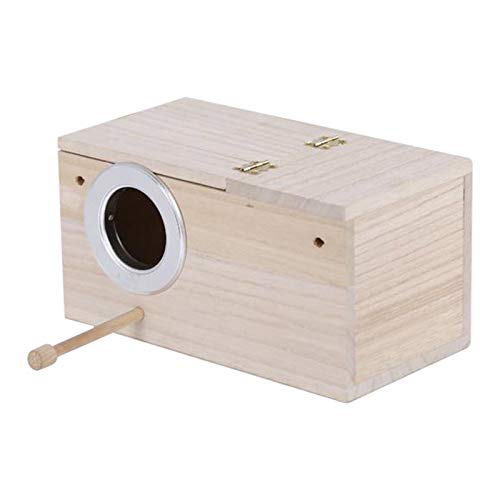 Tomotato Vogelnistkasten aus Holz, Vogelhaus, Papageienzuchthaus mit Klappdeckel für Wellensittiche, Sittiche, Unzertrennliche, Papageien, Kakadus, für den Außenbereich (12x12x19,5 cm) von Tomotato