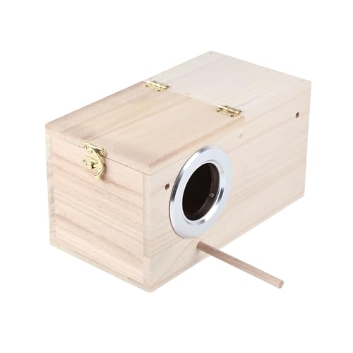 Tomotato Vogelnistkasten aus Holz, Vogelhaus, Papageienzuchthaus mit Klappdeckel für Wellensittiche, Sittiche, Unzertrennliche, Papageien, Kakadus, für den Außenbereich (13x13x24.5cm) von Tomotato