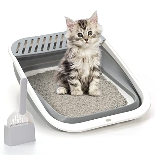 TomteNisse Katzentoilette mit offenem Oberteil, großes faltbares Katzentöpfchen, höhenverstellbare Seiten, Spritzschutz, offene Luft, Katzentoilette, leicht zu reinigen, mit Katzenstreuschaufel (grau) TomteNisse Katzentoilette mit offenem Oberteil, großes faltbares Katzentöpfchen, höhenverstellbare Seiten, Spritzschutz, offene Luft, Katzentoilette, leicht zu reinigen, mit Katzenstreuschaufel (grau) von TomteNisse