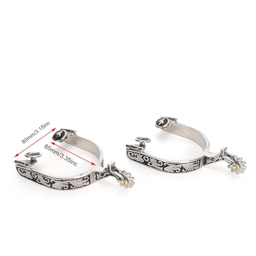 Tomvorks Edelstahl-Pferdestiefelsporen mit Exquisitem Muster, Dekoration mit Ausrüstung für Reitwettbewerbsunterhaltung Tomvorks Edelstahl-Pferdestiefelsporen mit Exquisitem Muster, Dekoration mit Ausrüstung für Reitwettbewerbsunterhaltung von Tomvorks