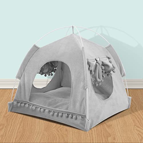 Haustierhöhle Zelt mit Baldachin, faltbares Hunde-Tipi, Katzenbett mit weichem, abnehmbarem, waschbarem Kissen, für drinnen und draußen, Kätzchen, Haustierschlafhöhle, Bett für Katzen, Hunde und von TongHa