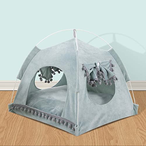 Haustierhöhle Zelt mit Baldachin, faltbares Hunde-Tipi, Katzenbett mit weichem, abnehmbarem, waschbarem Kissen, für drinnen und draußen, Kätzchen, Haustierschlafhöhle, Bett für Katzen, Hunde und kleine Haustiere von TongHa