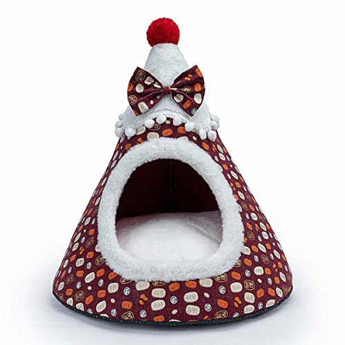 Katzenhöhle Bett Weihnachten Katze Dreieck Haus Zelt Anti-Rutsch Katzennest für Indoor Katzen, Waschbar Katzenhaus Haus mit weichem Kissen für Tierliebhaber, Weihnachtsgeschenk von TongHa