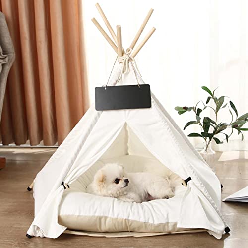 Tipi-Zelt für Haustiere mit gepolsterter Matte Faltbares Hundebett Spielhaus, abnehmbares Kissen Katzenzelte Abnehmbare Hundehütten für drinnen und draußen von TongHa