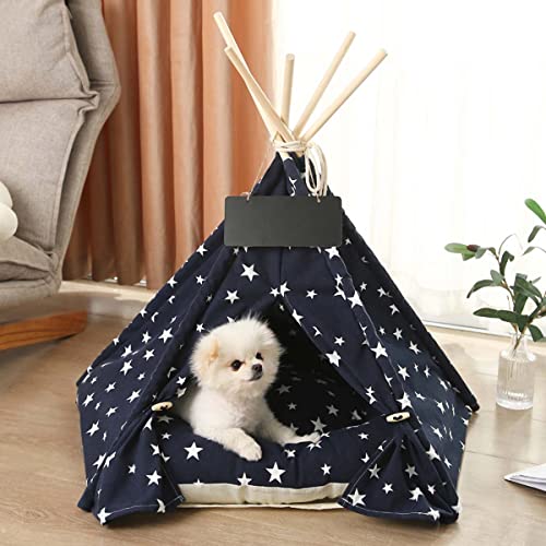 Tipi-Zelt für Haustiere mit gepolsterter Matte Faltbares Hundebett Spielhaus, abnehmbares Kissen Katzenzelte Abnehmbare Hundehütten für drinnen und draußen von TongHa
