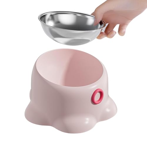 Futternapf für Katzen, 15° geneigter Ständer, Anti-Erbrechen, erhöhter Wassernapf, rutschfester und auslaufsicherer Futternapf, abnehmbarer Oktopus-Edelstahlnapf für erwachsene Katzen und kleine von Tongfer