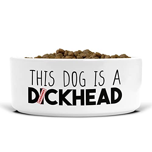 Lustiger Keramik-Hundenapf – Futternapf – Futter- und Wassernapf – groß – This Dog is A D*ckhead – 175 mm Durchmesser – Geschenk für Hundebesitzer – DB19 von Tongue in Peach