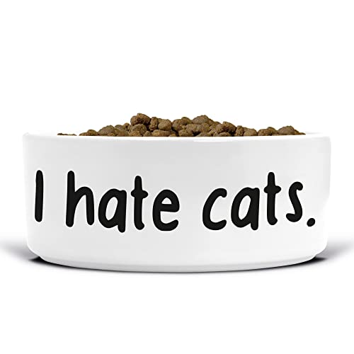 Funny Keramik Hundenapf - Futternapf - Futternapf - Wassernapf - groß - I Hate Cats - 175mm Durchmesser - Hundebesitzer - DB48 von Tongue in Peach
