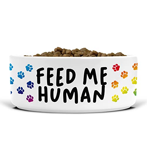 Lustiger Keramik-Hundenapf – Futternapf – Futternapf und Wassernapf – groß – Füttern Sie Mich menschlich – 175 mm Durchmesser – Geschenk für Hundebesitzer – DB14 von Tongue in Peach