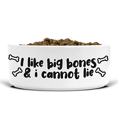 Lustiger Keramik-Hundenapf – Futternapf – Futter- und Wassernapf – groß – I Like Big Bones & I Cannot Lie – 175 mm Durchmesser – Hundebesitzer – DB46 von Tongue in Peach