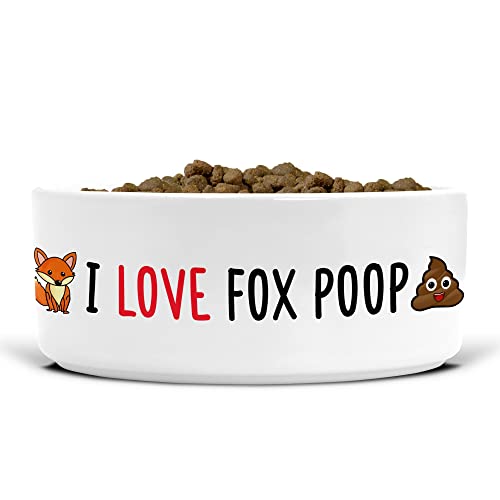 Lustiger Keramik-Hundenapf – Futternapf – Futternapf und Wassernapf – groß – I Love Fox Poop – 175 mm Durchmesser – Geschenk für Hundebesitzer – DB11 von Tongue in Peach