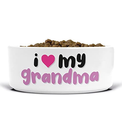 Lustiger Keramik-Hundenapf – Futternapf – Futternapf und Wassernapf – groß – I Love My Grandma – 175 mm Durchmesser – Hundebesitzer – DB55 von Tongue in Peach