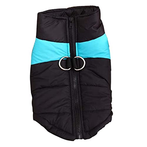 Haustier Winter Warmer Mantel mit Geschirr Warme Hundekleidung Winter Hund Warme Baumwollweste Leichte Kleidung Rückenreißverschluss Haustier Outdoor Kostüm Hundejacke Reißverschluss (Blue, L) von Tonsee Accessoire